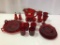 Lg. Group of Red Glassware Including Pitcher