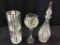 Lot of 3 Lead Crystal Pieces Including Tall 12 In