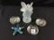 Lot of 5 Including Satin Glass Angel, 3-