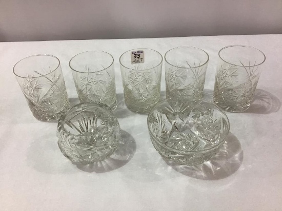 Group of Mostly Cut Glass Pieces