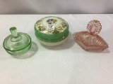 Lot of 3 Including Floral Paint Covered Dresser