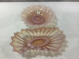 Lot of 2 Pink Opalescent Glassware Pieces