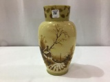 Bristol Glass Vase w/ Hand Painted Scene