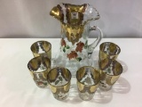 Victorian Floral Painted 9 Inch Tall Pitcher