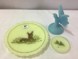 Lot of 3 Fenton Pieces Including Blue Butterfly