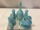 Lot of 5 Blue Fenton Pieces Including 7 Inch