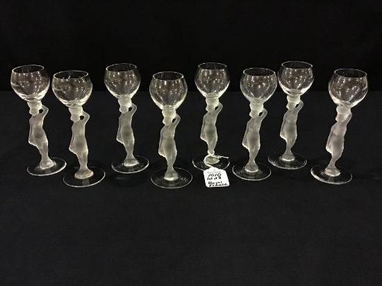 Lot of 8 Beautiful Bayel France Crystal Frosted