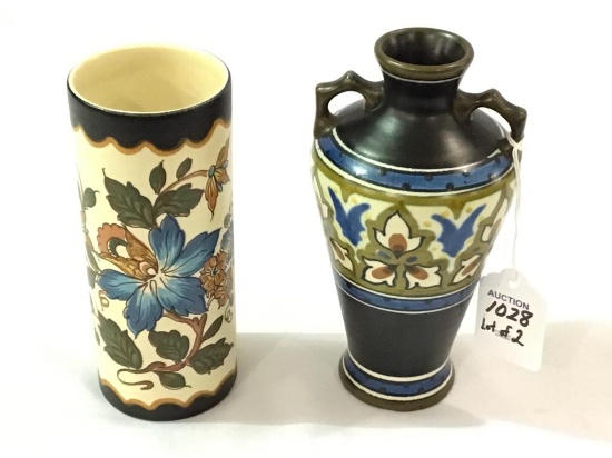 Lot of 2 Gouda Holland Pottery Vases