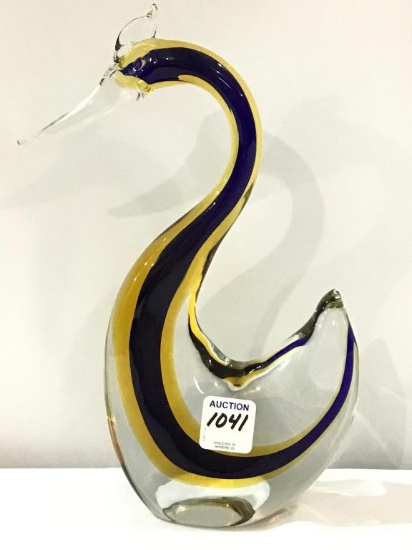 Murano Art  Glass Swan (9 1/2 Inches Tall)