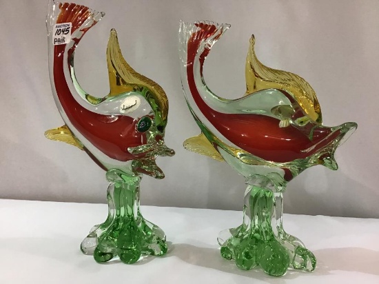 Pair of Murano Glass Fishes (11 1/2-12 Inches