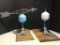 Lot of 2 Sm. Lightening Globe Stands Including