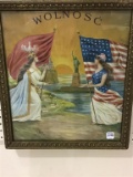 Framed Patriotic Print w/ Statue of Liberty