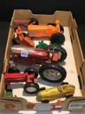 Group of Various Toy Tractors, Race Cars &