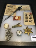 Collection Including Hat Pins, Huckberry Hound