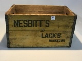Wood Adv. Box w/ Handles Adv. Nesbitt's by