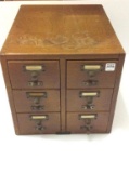 Vintage 6 Drawer Wood Filing Cabinet