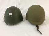 Lot of 2 Contemp. Steel Pot Military Helmets