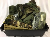 Plastic Tote Filled w/ Used Camo Clothing,