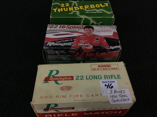 3 Full Bricks of 22 LR Rimfire Cartridges