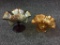 Lot of 2 Carnival Glass Ruffled Edge Dishes