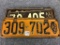 Collection of 5 Sets of Old 1920's License Plates