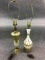 Lot of 2 Metal & Glass Base Table Lamps