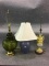 Lot of 3 Various Table Lamps
