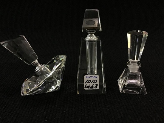 Lot of 3 Glass Perfume Bottles w/ Stoppers
