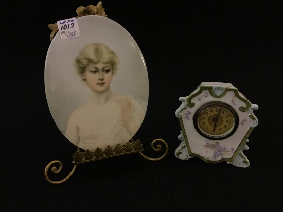 Lot of 2 Including Plaque w/ Ladies Painted