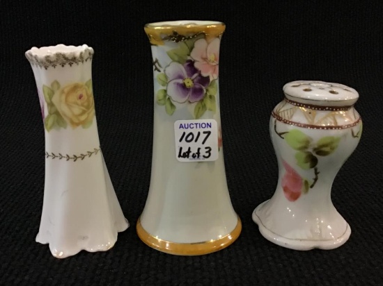 Lot of 3 Floral Hand Painted Hat Pin Holders