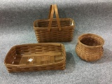 Lot of 3 Various Longaberger Baskets