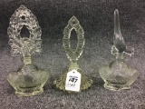 Lot of 3 Glass Perfume Bottles w/ Stoppers