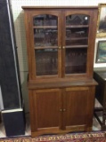 Two Piece Cabinet w/ Glass Front Doors &