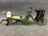 Metal Horse Drawn Carriage w/ Driver