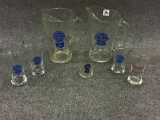 Lot of 7 Barware Including 2-Glass Pabst Blue