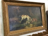 Very Old Framed Painting w/ Dogs