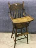 Primitive Wood Child's High Chair w/