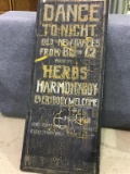 Old Painted Tin Sign-Dance Tonight