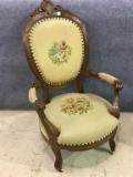 Victorian Armed Parlor Chair w/ Needlepoint