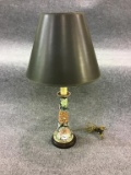 Floral Design Table Lamp w/ Black Shade