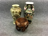 Lot of 3 Including 2 Oriental Vases