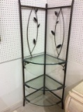 Metal Tall Decorative Corner Shelf w/ 3 Glass