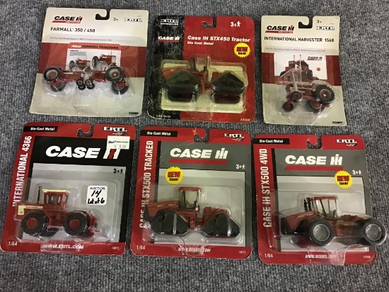 Lot of 6 Ertl  Case Tractors-1/64  Scale-New in