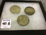 Lot of 3-1923 Silver Peace Dollars