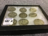 Collection of 9 Liberty Half Dollars Including