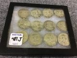 Collection of 12 Ben Franklin Half Dollars