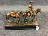 Metal Copper Design Cowboy Statue