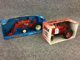 Lot of 2-Ertl 1/16th Scale Tractors w/ Boxes