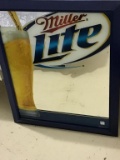 Contemp. Framed Miller Lite Adv. Beer Mirror