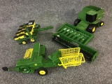 Lot of 3 John Deere Toys Including Combine,